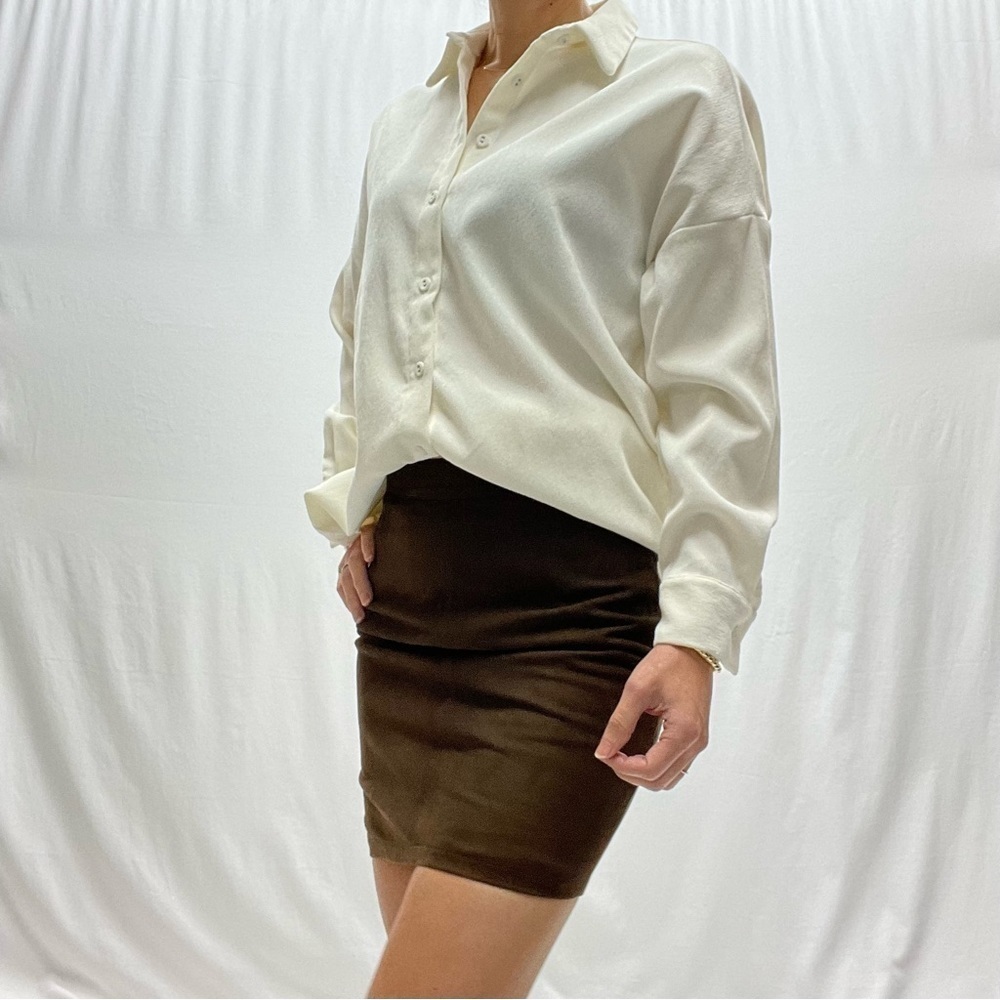FULIGNATI leather mini skirt brown size 42 Italian fits XXS